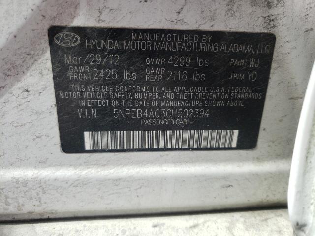 Photo 10 from auction – 2012 HYUNDAI SONATA GLS with VIN 5NPEB4AC3CH502394