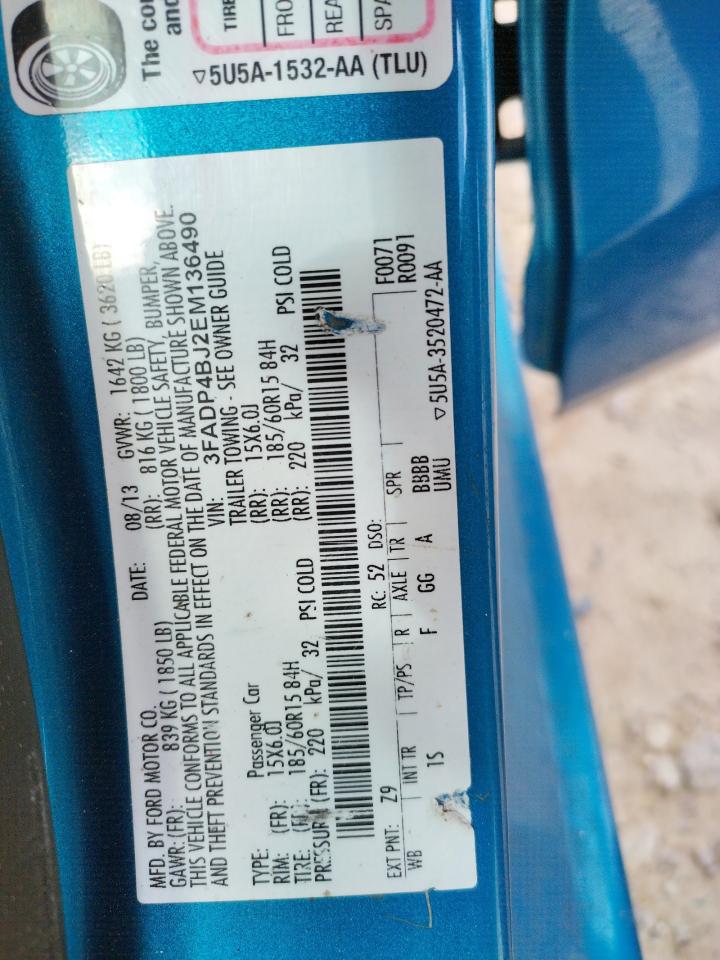 Photo 10 from auction – 2014 FORD FIESTA SE with VIN 3FADP4BJ2EM136490