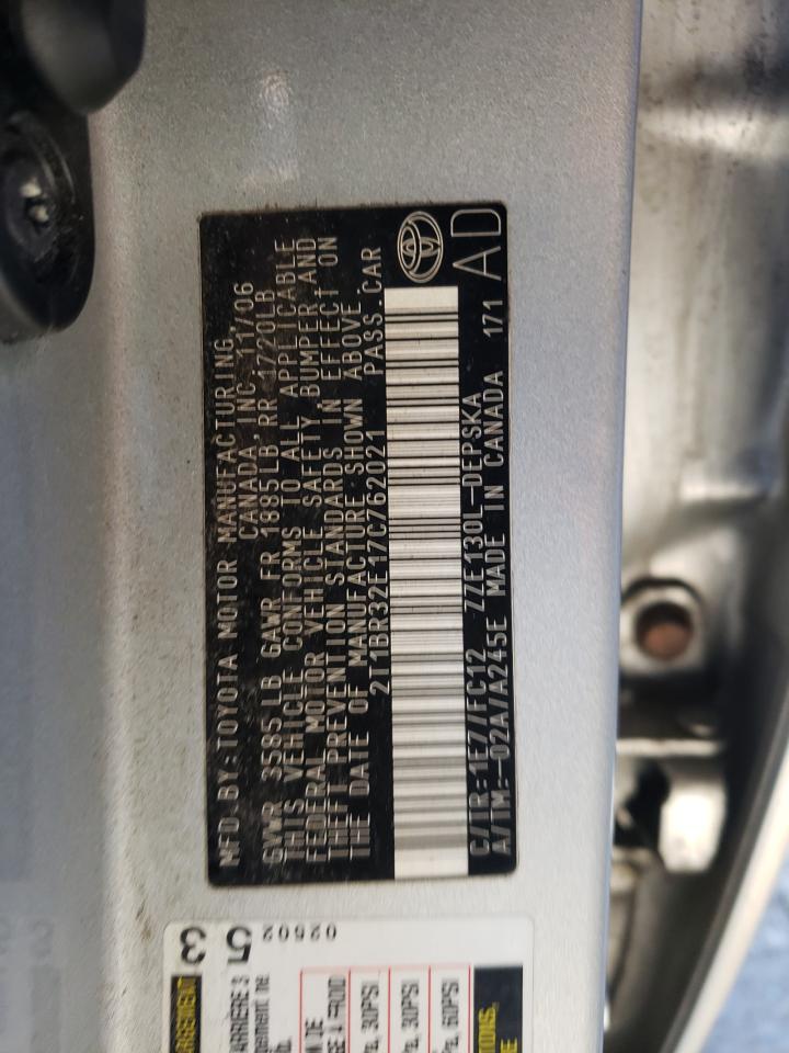 Photo 10 from auction – 2007 TOYOTA COROLLA CE with VIN 2T1BR32E17C762021