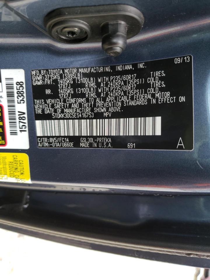 Photo 10 from auction – 2014 TOYOTA SIENNA LE with VIN 5TDKK3DC5ES416753