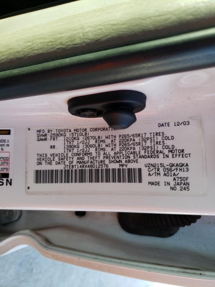 Photo 10 from auction – 2004 TOYOTA 4RUNNER SR with VIN JTEBT14RX48012576