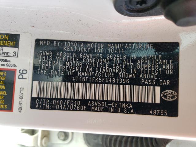 Photo 10 from auction – 2015 TOYOTA CAMRY LE with VIN 4T1BF1FK5FU481396