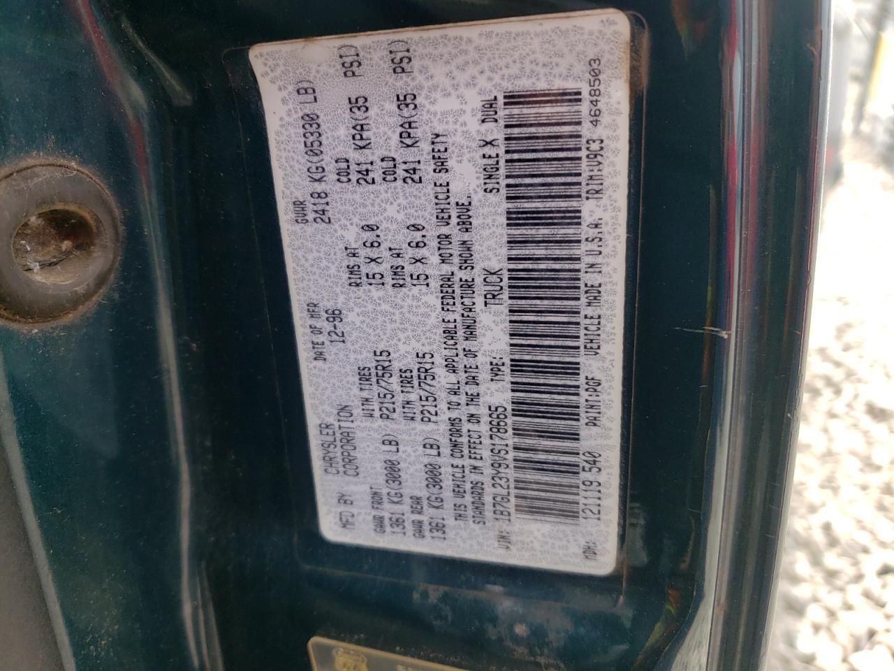 Photo 10 from auction – 1997 DODGE DAKOTA with VIN 1B7GL23Y9VS178665
