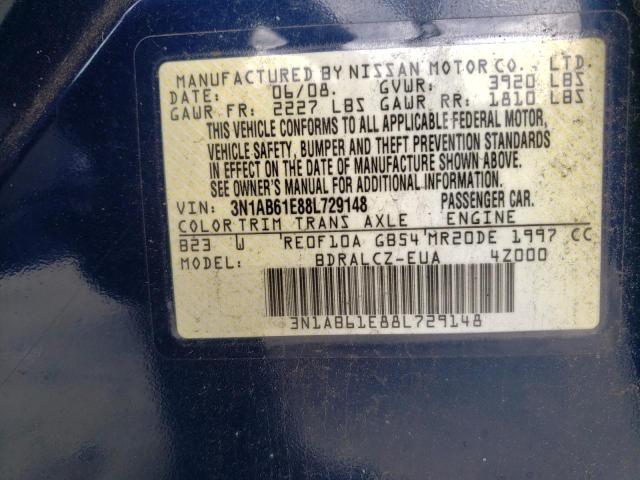 Photo 10 from auction – 2008 NISSAN SENTRA 2.0 with VIN 3N1AB61E88L729148