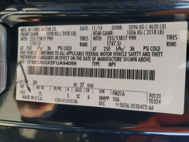 Photo 10 from auction – 2015 FORD ESCAPE SE with VIN 1FMCU0GX5FUA94099