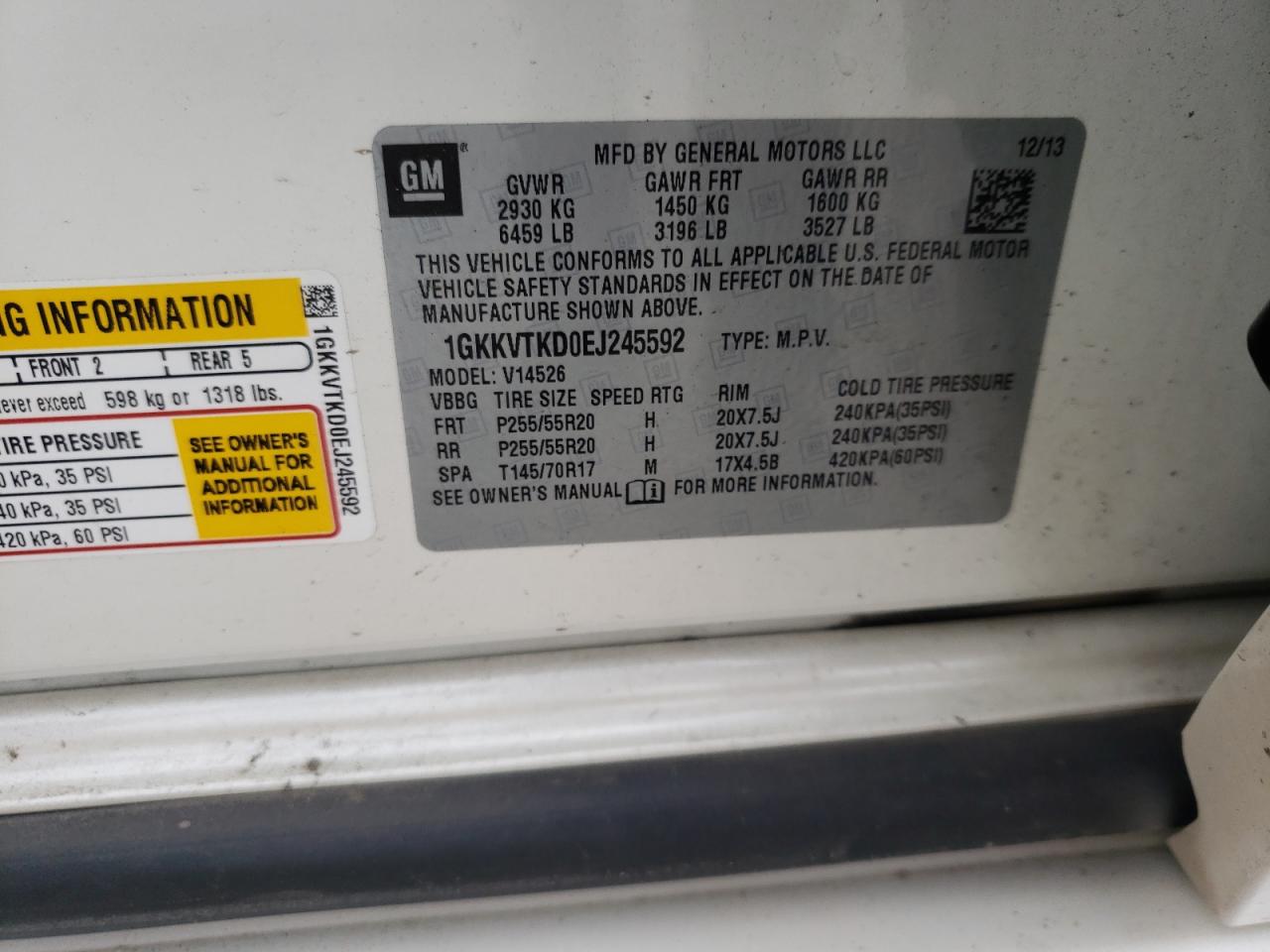 Photo 10 from auction – 2014 GMC ACADIA DEN with VIN 1GKKVTKD0EJ245592