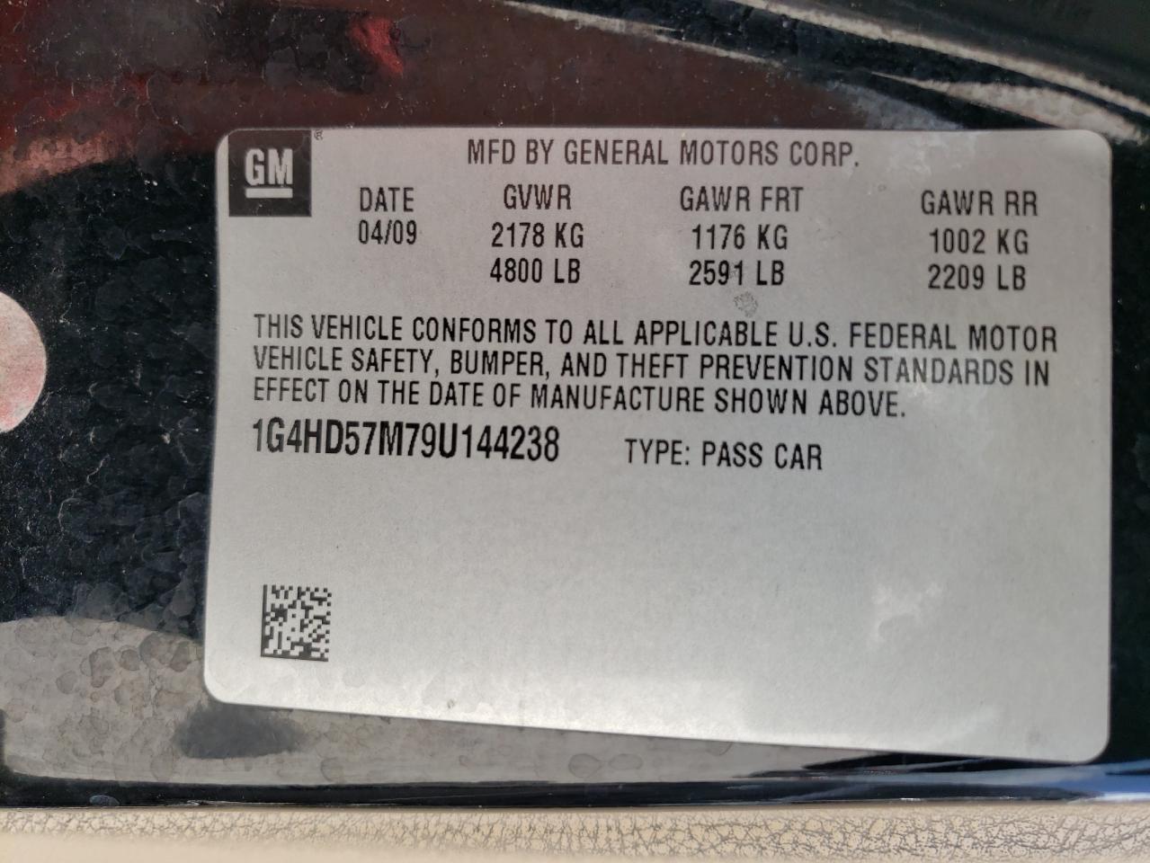 Photo 10 from auction – 2009 BUICK LUCERNE with VIN 1G4HD57M79U144238