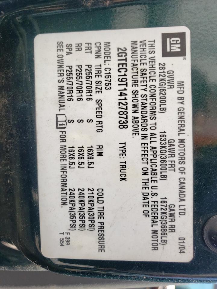 Zdjęcie 10 z aukcji – 2004 GMC NEW SIERRA z VIN 2GTEC19T141278738