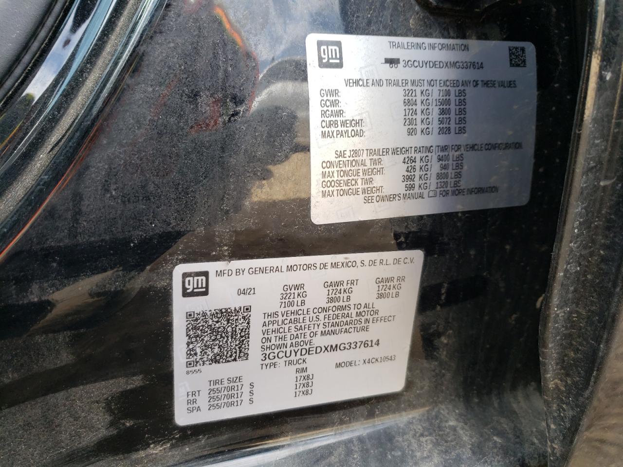 Photo 10 from auction – 2021 CHEVROLET SILVERADO with VIN 3GCUYDEDXMG337614