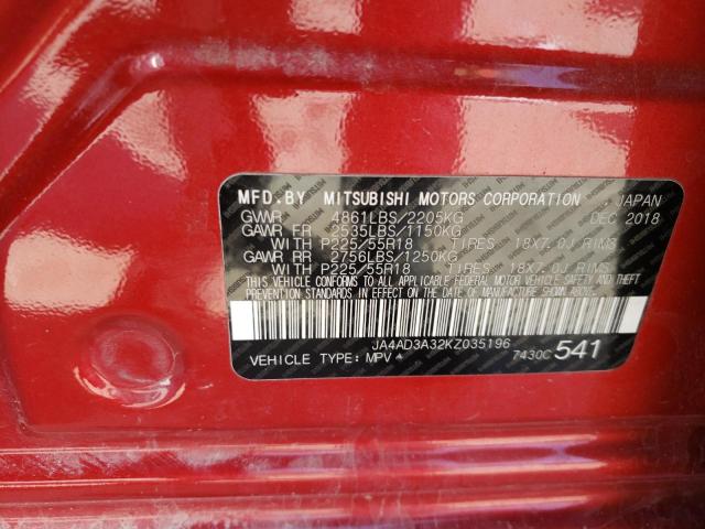 Photo 10 from auction – 2019 MITSUBISHI OUTLANDER with VIN JA4AD3A32KZ035196