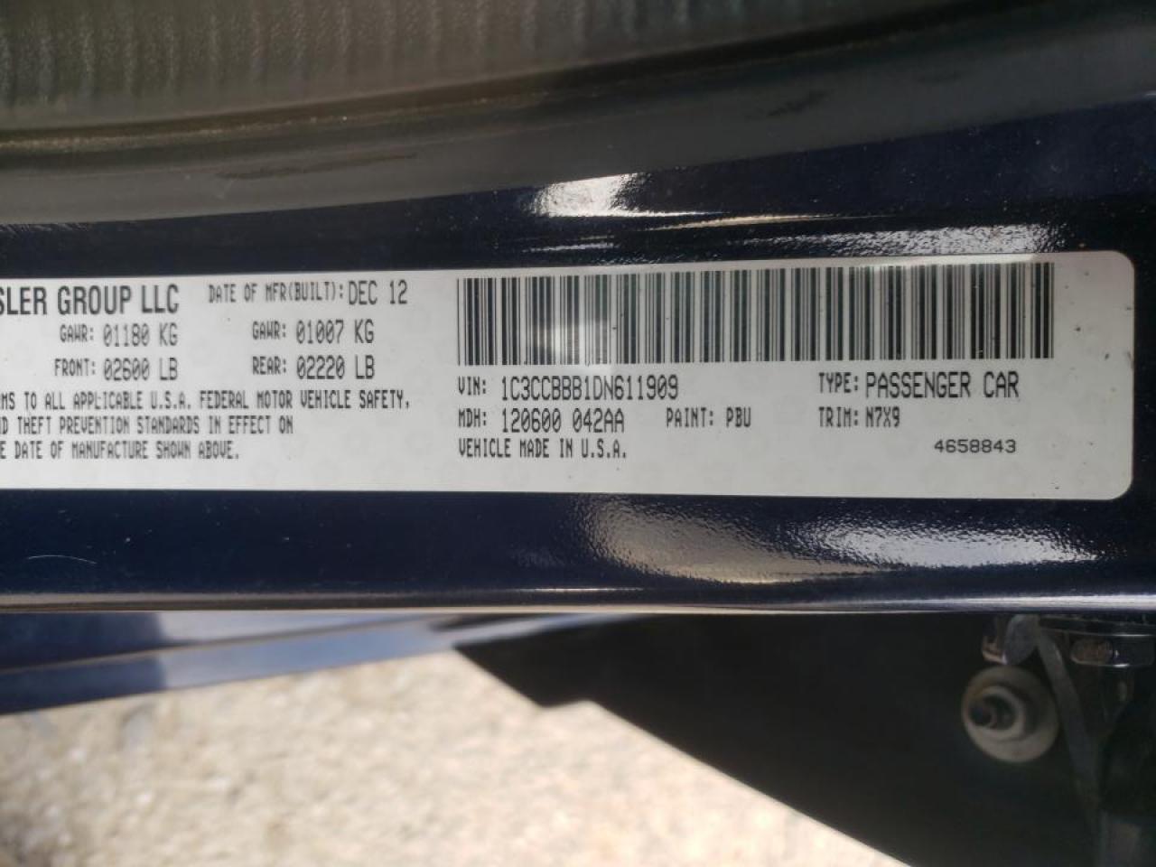 Photo 10 from auction – 2013 CHRYSLER 200 TOURIN with VIN 1C3CCBBB1DN611909