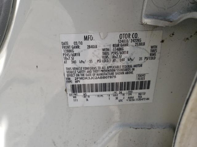 Photo 10 from auction – 2010 FORD EDGE SEL with VIN 2FMDK3JC2ABB07875