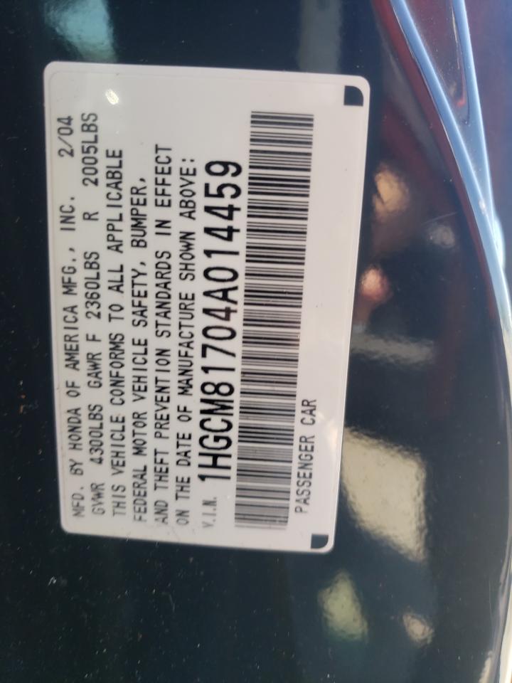Photo 10 from auction – 2004 HONDA ACCORD EX with VIN 1HGCM81704A014459