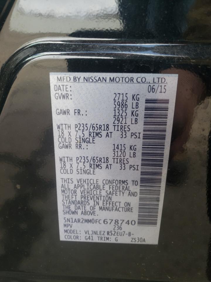 Photo 10 from auction – 2015 NISSAN PATHFINDER with VIN 5N1AR2MM0FC678740