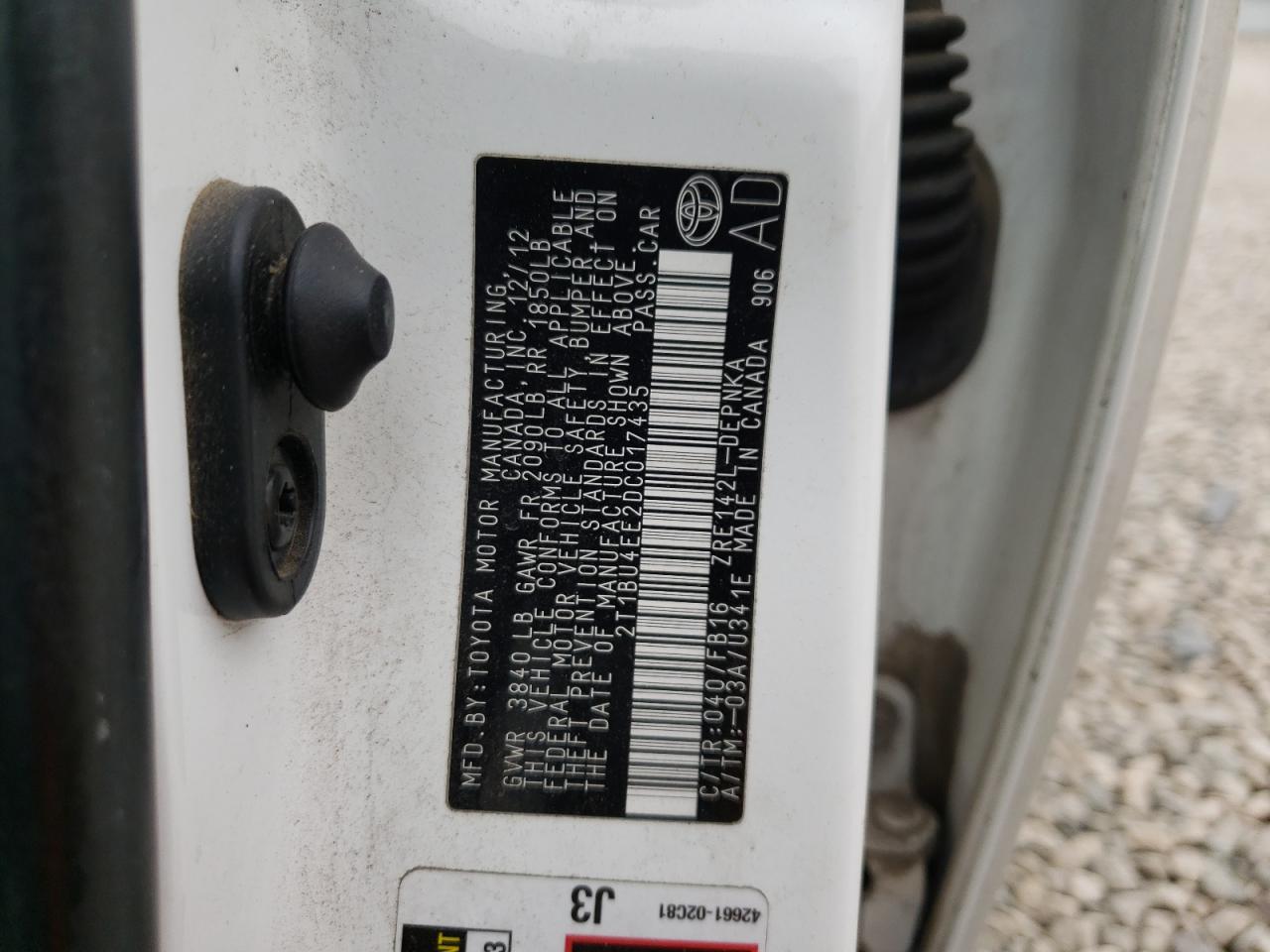 Photo 10 from auction – 2013 TOYOTA COROLLA with VIN 2T1BU4EE2DC017435
