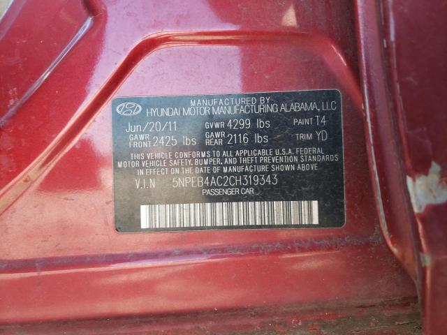 Photo 10 from auction – 2012 HYUNDAI SONATA GLS with VIN 5NPEB4AC2CH319343