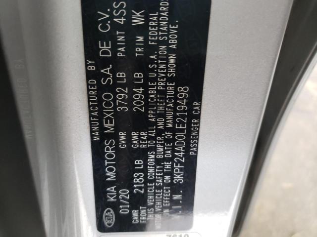 Photo 10 from auction – 2020 KIA FORTE FE with VIN 3KPF24AD0LE219498