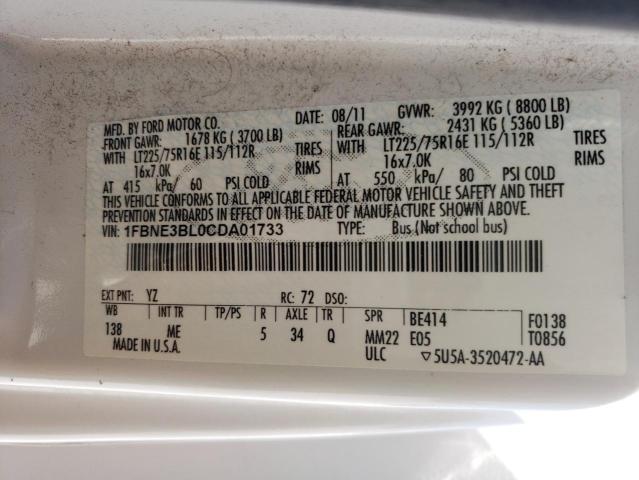Photo 10 from auction – 2012 FORD ECONOLINE with VIN 1FBNE3BL0CDA01733