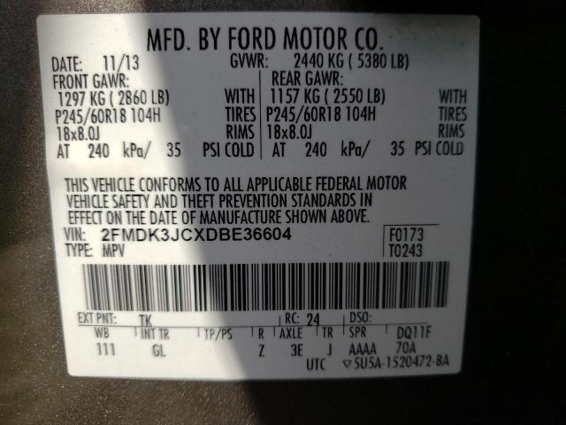 Photo 10 from auction – 2013 FORD EDGE SEL with VIN 2FMDK3JCXDBE36604