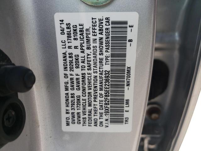 Photo 10 from auction – 2014 HONDA CIVIC EX with VIN 19XFB2F85EE236932