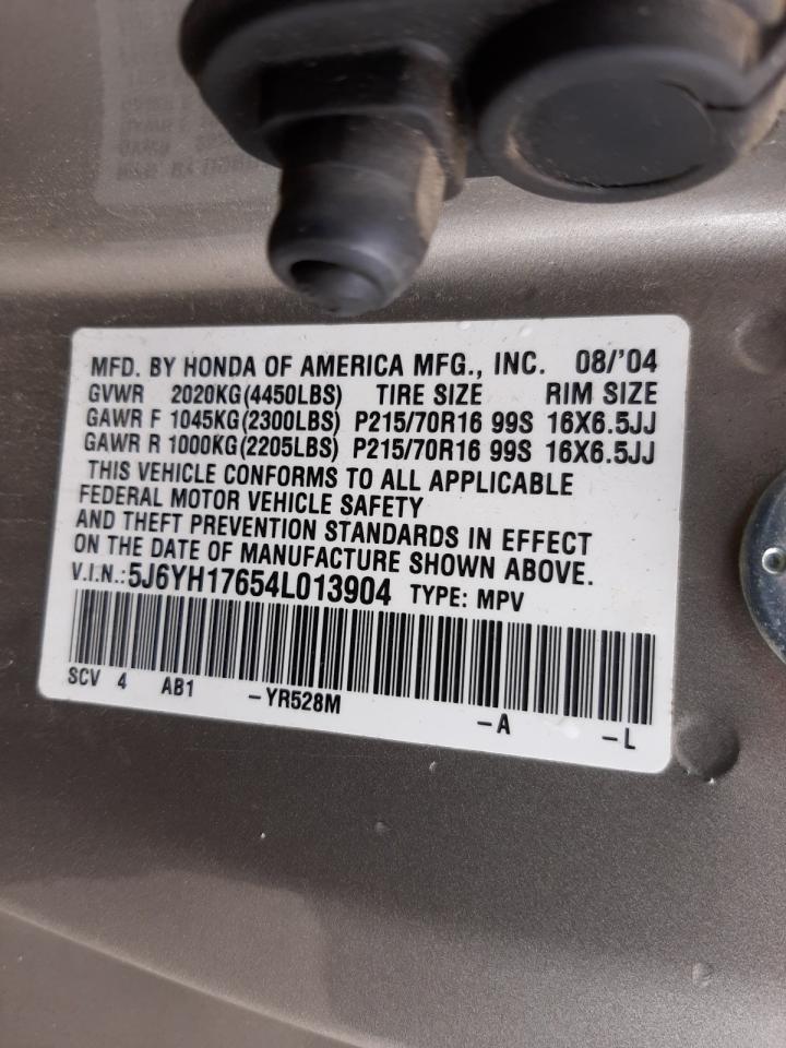 Photo 10 from auction – 2004 HONDA ELEMENT EX with VIN 5J6YH17654L013904
