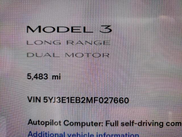 Photo 8 from auction – 2021 TESLA MODEL 3 with VIN 5YJ3E1EB2MF027660