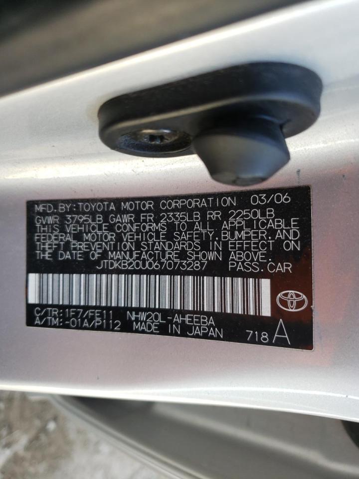 Photo 10 from auction – 2006 TOYOTA PRIUS with VIN JTDKB20U067073287