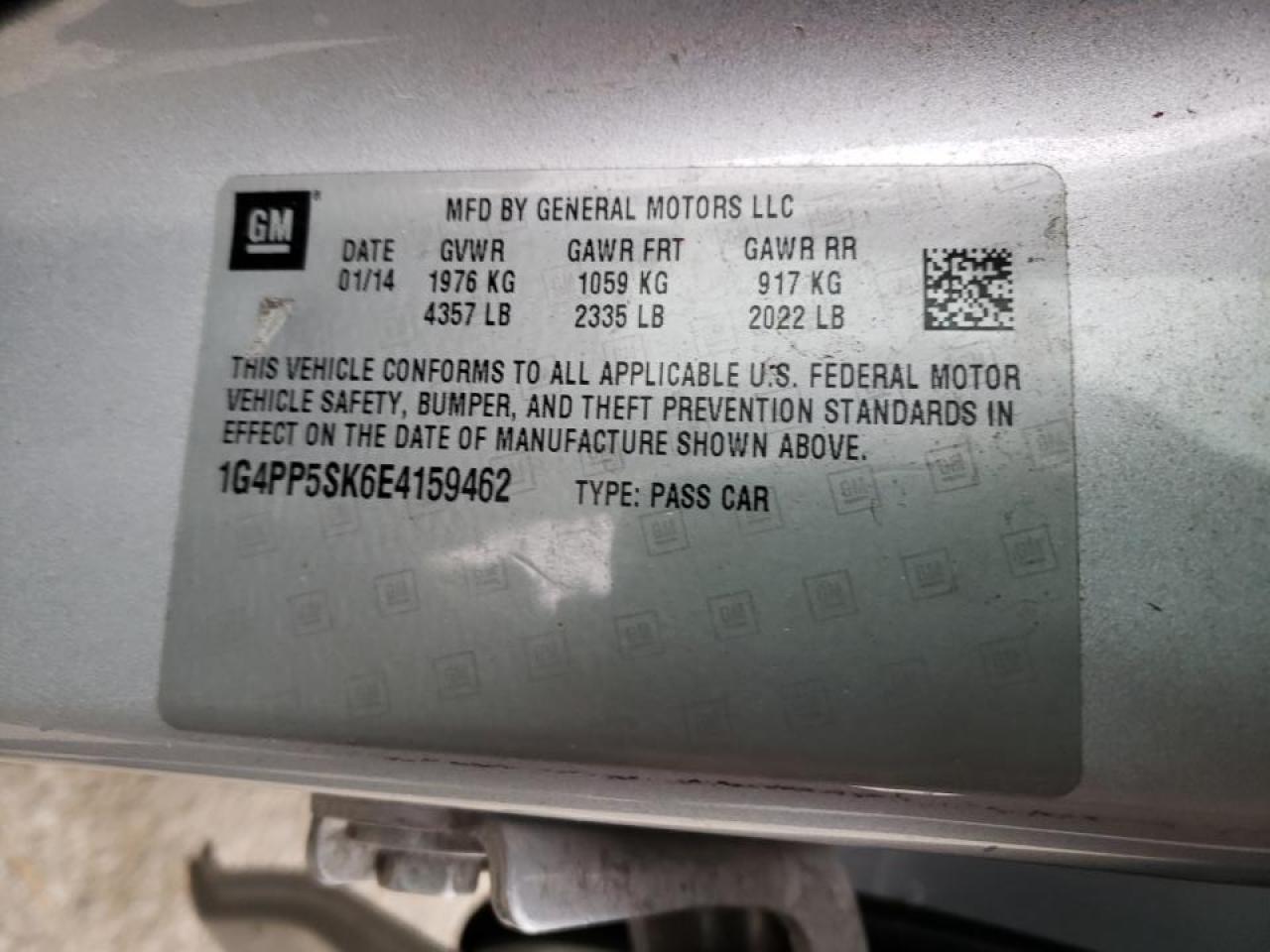 Photo 10 from auction – 2014 BUICK VERANO with VIN 1G4PP5SK6E4159462