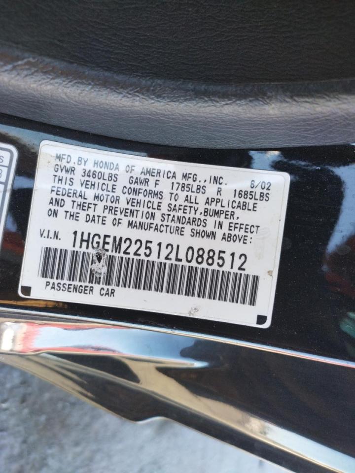Photo 10 from auction – 2002 HONDA CIVIC LX with VIN 1HGEM22512L088512