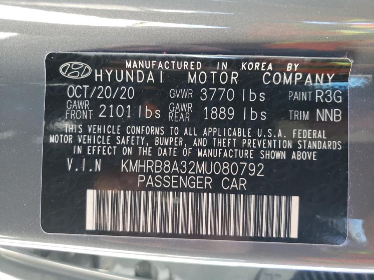 Photo 10 from auction – 2021 HYUNDAI VENUE SE with VIN KMHRB8A32MU080792