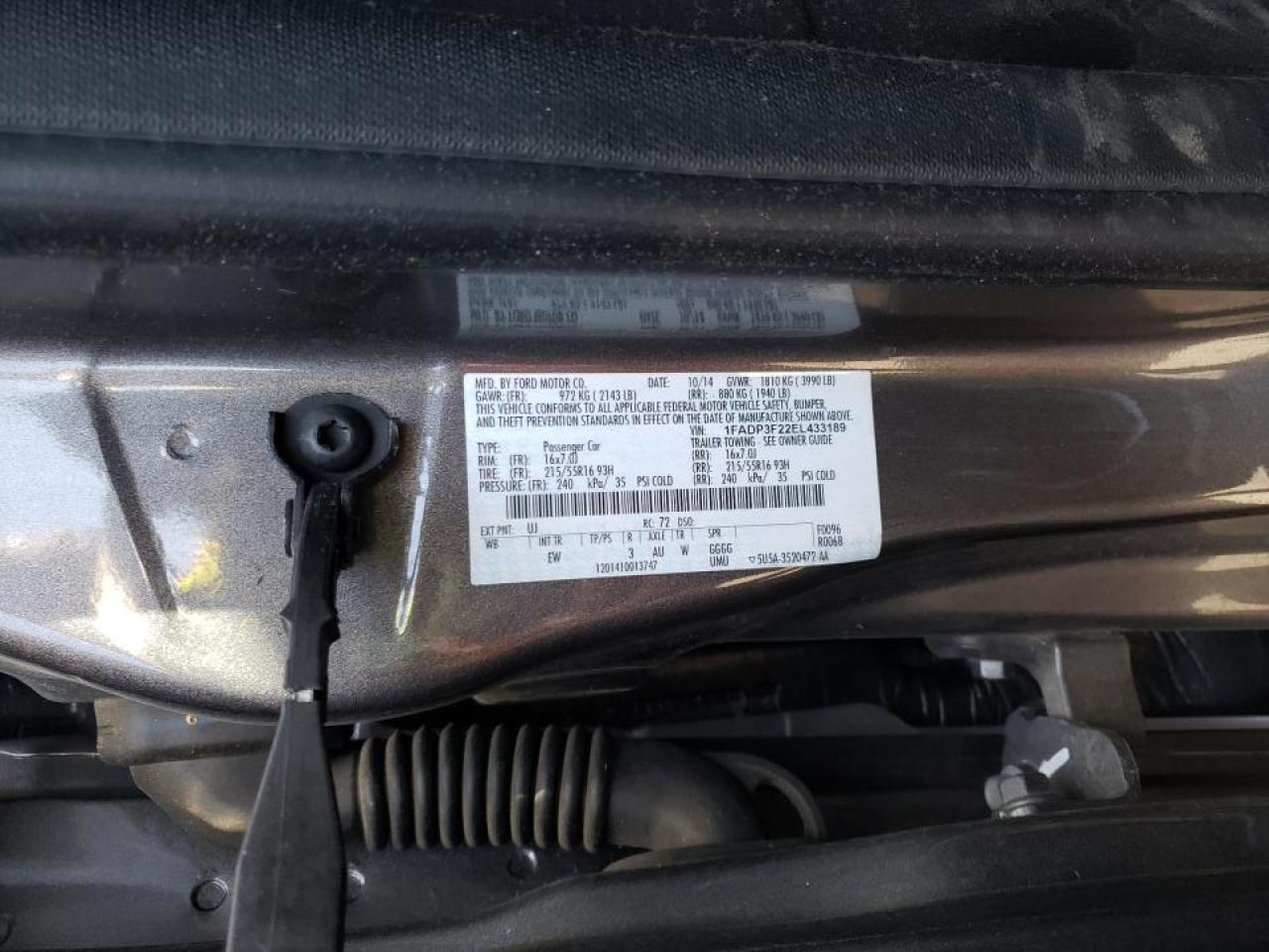 Photo 10 from auction – 2014 FORD FOCUS with VIN 1FADP3F22EL433189