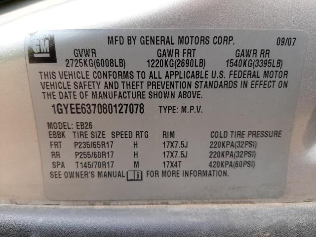Photo 10 from auction – 2008 CADILLAC SRX with VIN 1GYEE637080127078