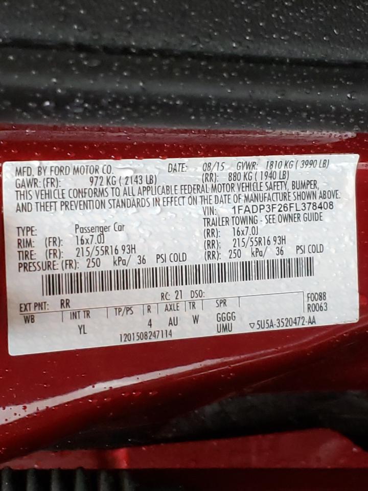 Photo 10 from auction – 2015 FORD FOCUS SE with VIN 1FADP3F26FL378408