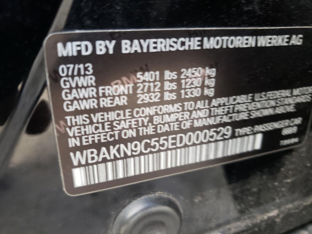 Photo 10 from auction – 2014 BMW 550 I with VIN WBAKN9C55ED000529