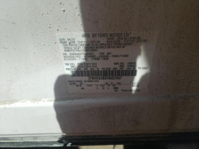 Photo 10 from auction – 2015 FORD FLEX LIMIT with VIN 2FMHK6D8XFBA05967