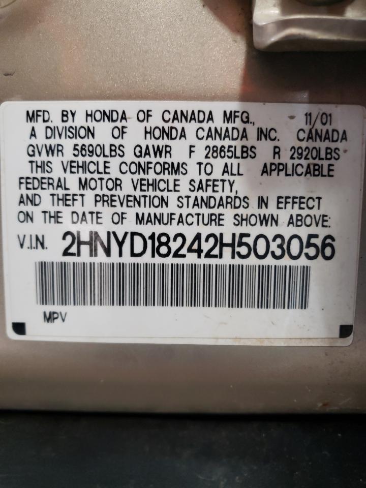 Photo 10 from auction – 2002 ACURA MDX with VIN 2HNYD18242H503056