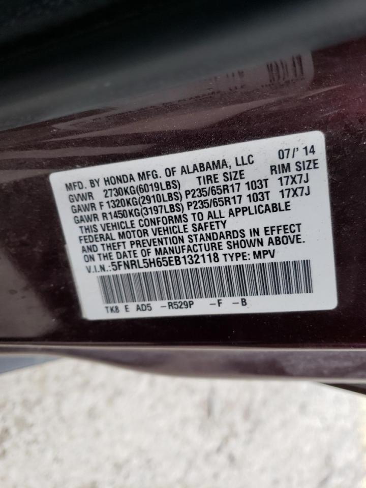 Photo 10 from auction – 2014 HONDA ODYSSEY EX with VIN 5FNRL5H65EB132118