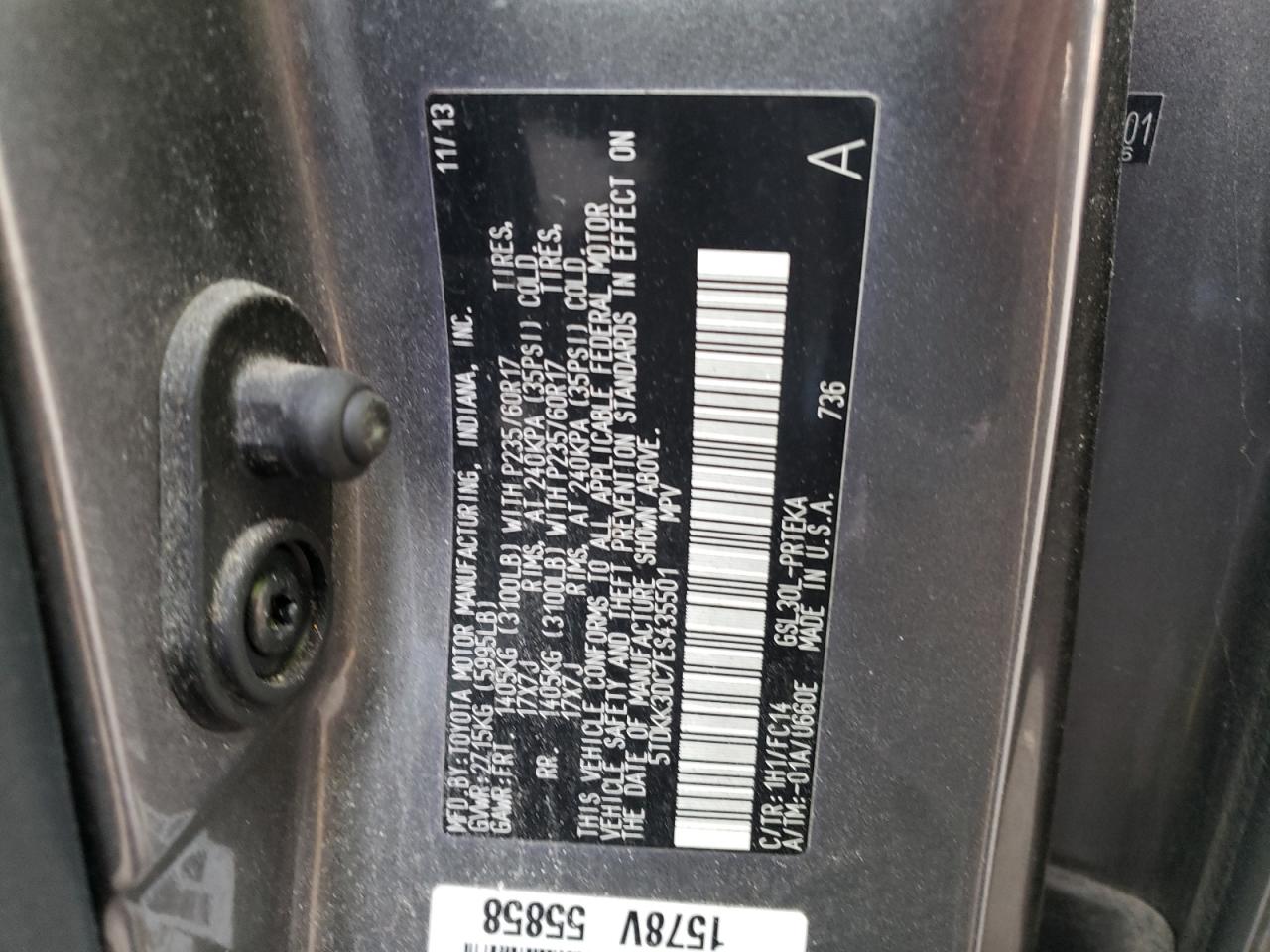 Photo 10 from auction – 2014 TOYOTA SIENNA LE with VIN 5TDKK3DC7ES435501