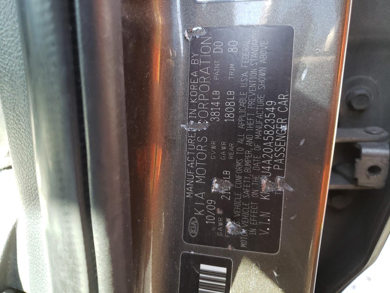 Photo 10 from auction – 2010 KIA FORTE EX with VIN KNAFU4A20A5823549