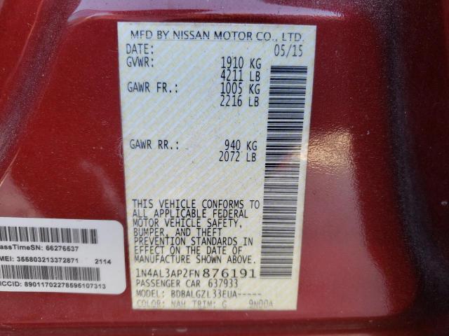 Photo 10 from auction – 2015 NISSAN ALTIMA 2.5 with VIN 1N4AL3AP2FN876191