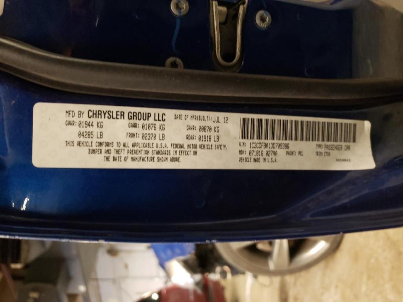 Photo 10 from auction – 2013 DODGE DART SXT with VIN 1C3CDFBA1DD709386