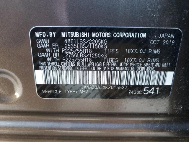 Photo 10 from auction – 2019 MITSUBISHI OUTLANDER with VIN JA4AZ3A3XKZ015537