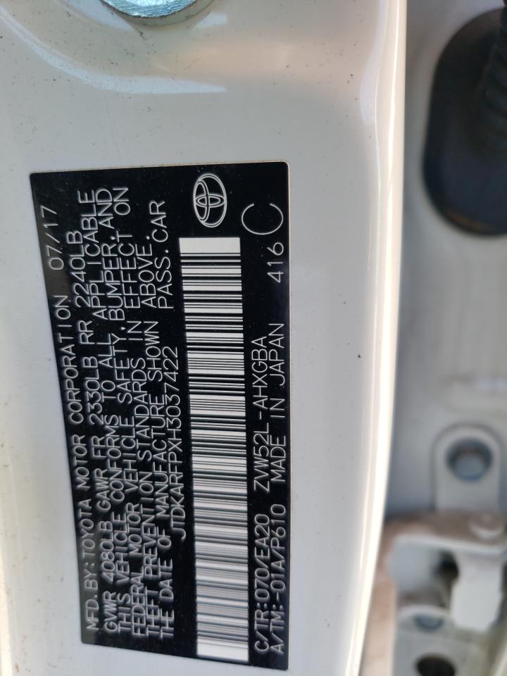 Photo 10 from auction – 2017 TOYOTA PRIUS PRIM with VIN JTDKARFPXH3037422