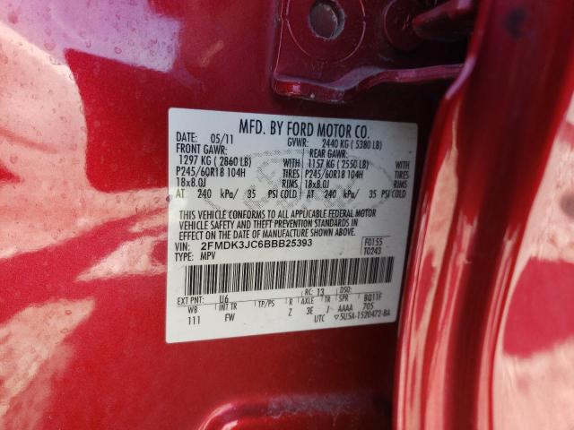 Photo 10 from auction – 2011 FORD EDGE SEL with VIN 2FMDK3JC6BBB25393