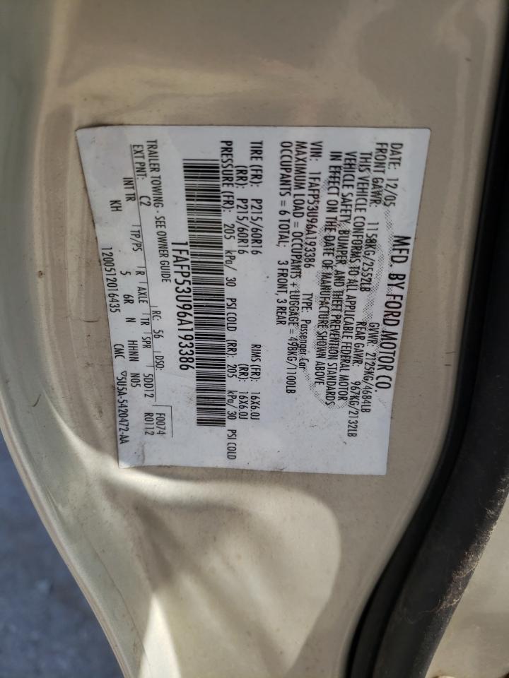 Photo 10 from auction – 2006 FORD TAURUS SE with VIN 1FAFP53U96A193386