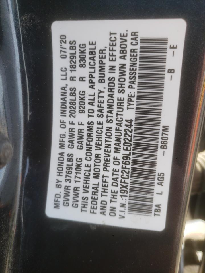 Photo 10 from auction – 2020 HONDA CIVIC LX with VIN 19XFC2F69LE022244