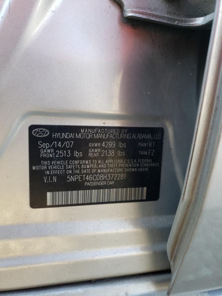 Photo 10 from auction – 2008 HYUNDAI SONATA GLS with VIN 5NPET46C08H372281