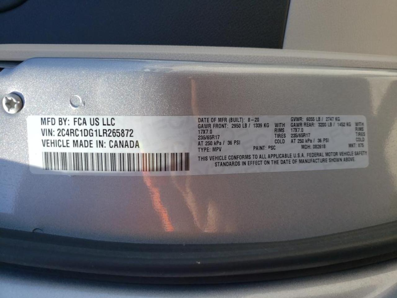 Photo 10 from auction – 2020 CHRYSLER VOYAGER LX with VIN 2C4RC1DG1LR265872