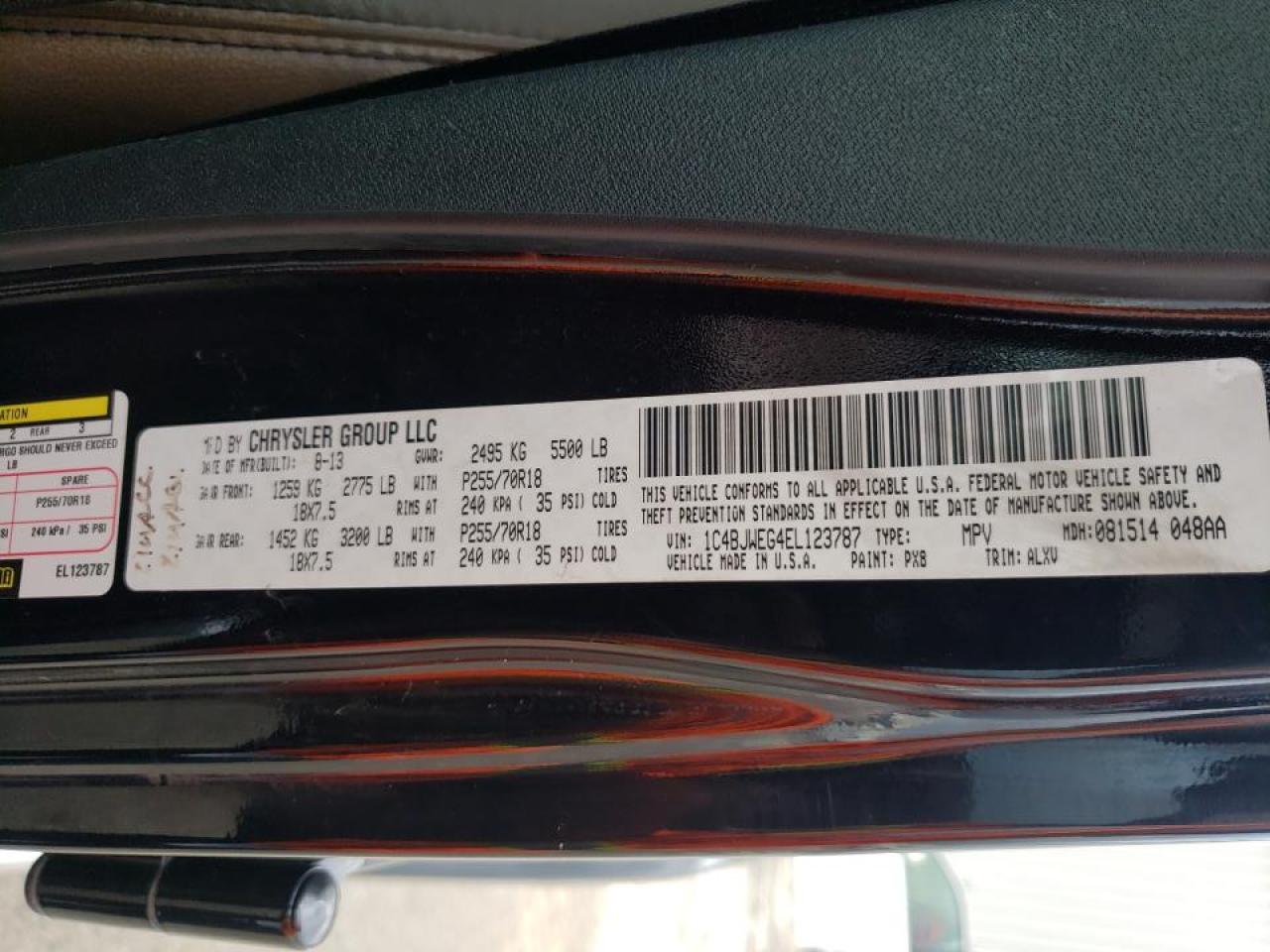 Photo 10 from auction – 2014 JEEP WRANGLER U with VIN 1C4BJWEG4EL123787
