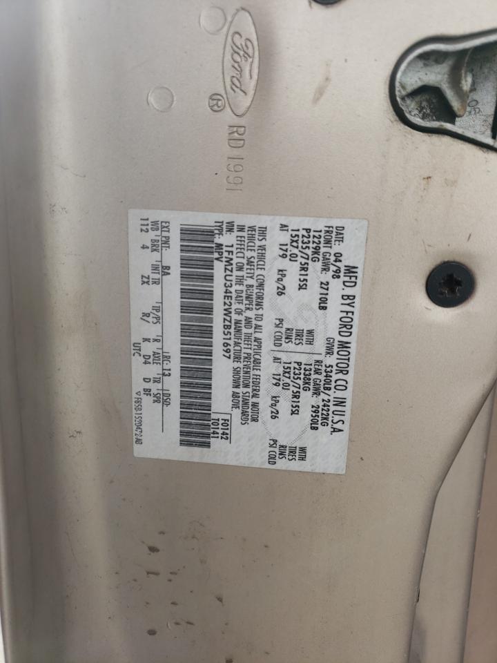 Photo 10 from auction – 1998 FORD EXPLORER with VIN 1FMZU34E2WZB51697